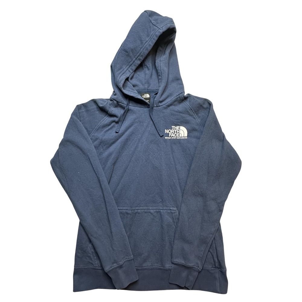 The North Face Hoodie‎ Womens Medium Blue Pullover Fleece Kangaroo Pocket Logo